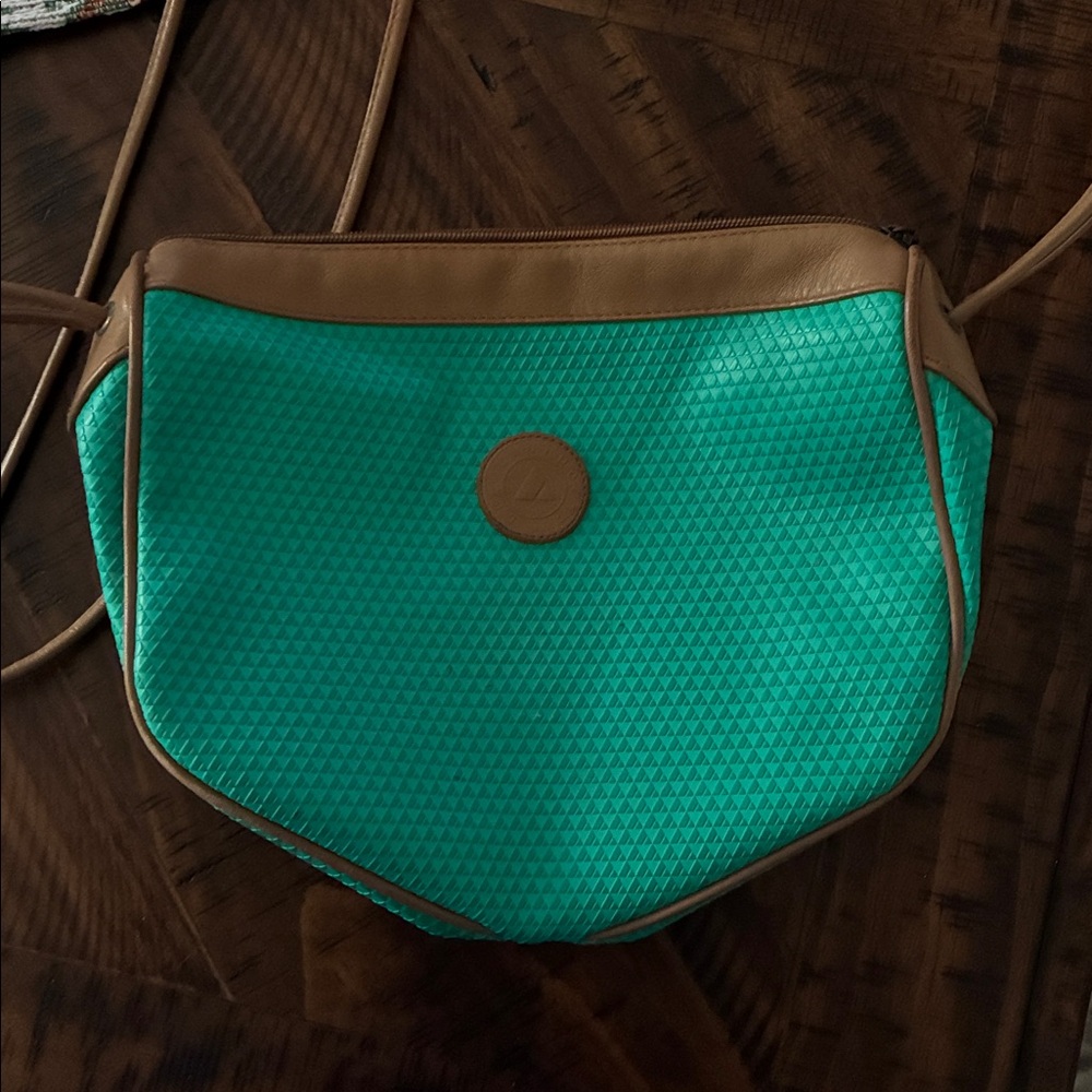 Liz Clairborne Aqua and Tan Women's Shoulder Bag